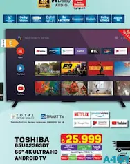 TOSHİBA 65UA2363DT 65 İNÇ 4K ULTRA HD ANDROİD TV AKILLI TELEVİZYON